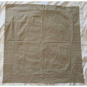 Pottery Barn Pillow Sham Linen Blend Embroidered Butterflies  31"x31"